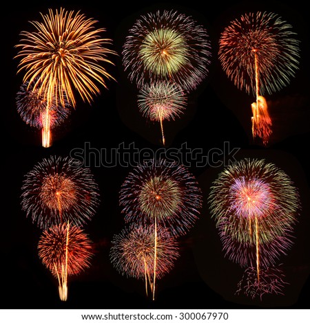 Fireworks set, celebration fireworks light up the sky with dazzling display