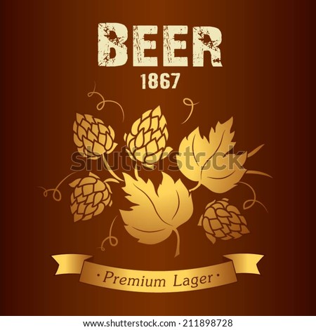 beer  with hop for label, package. beer bottle,  wine,  beer glass,  drink,  beer label,  beer mug,  beer background,  bar,  alcohol