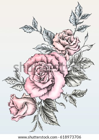 rose drawing in tattoo style