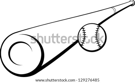 Baseball Bat And Ball Stock Vector Illustration 129276485 : Shutterstock