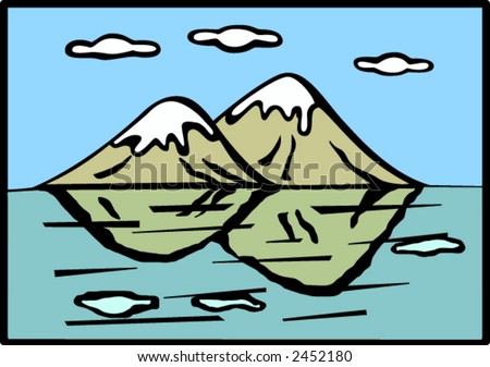 mountains and lake nature scene