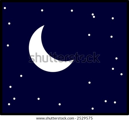 stock vector moon and stars in night sky
