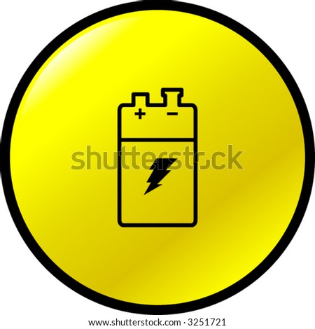 stock vector : 9v battery power button