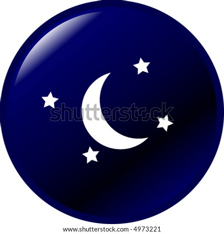 stock vector moon and stars button