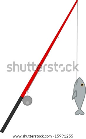 stock vector : fishing rod and fish
