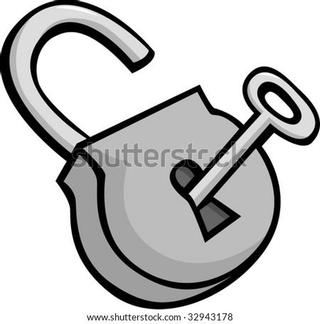 stock vector : padlock with key