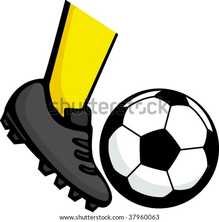 kicking soccer ball. foot kicking a soccer ball