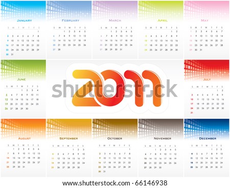 Yearly Calendar 2011 on 2011 Yearly Calendar Stock Vector 66146938   Shutterstock