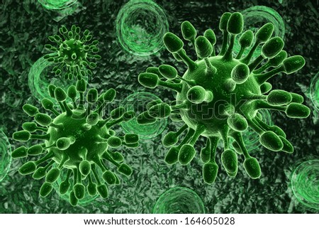 green bacterial intruder cells causing sickness