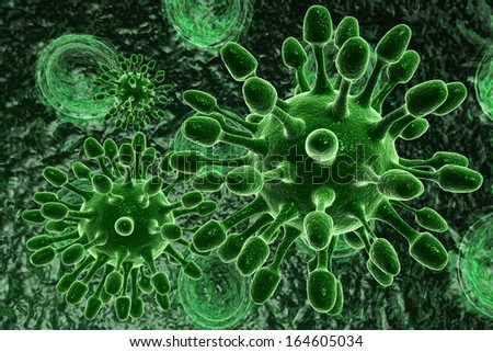 green bacterial intruder cells causing sickness