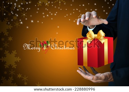 Smart hand showing the gift box