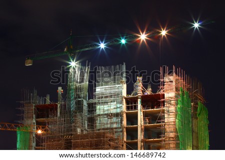 Operation of the building, Operation in the night , Worker is working.