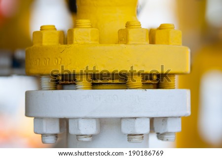 Nut and bolts on the machine , bolt is equipment of the machine or the equipment