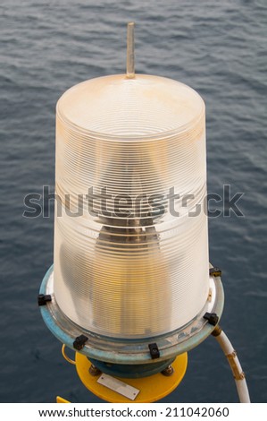 Navigation aid on the platform in offshore, Signal in marine, Light to show subject in the sea on night.