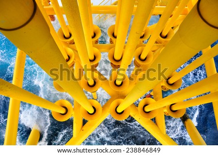 Oil and Gas Producing Slots at Offshore Platform, The platform on bad weather condition.,Oil and Gas Industry