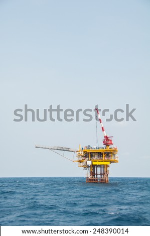 Production platform in offshore oil and gas industry. The platform with blue sky