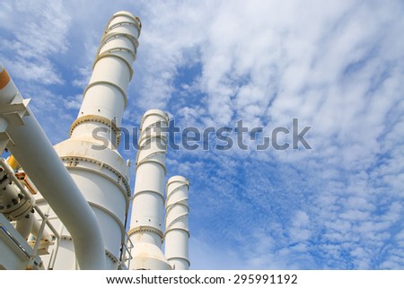 Cooling tower of oil and gas plant, hot gas from the process was cooling as the process, The line as same as the exhaust of turbine system, Exhaust of power plant