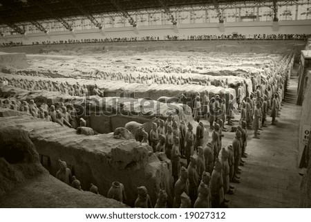 the general view of the principal excavation area of xian\'s terracotta army