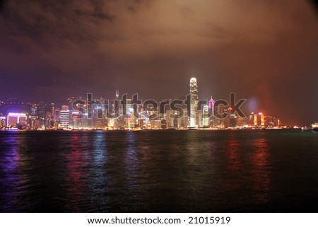Hong Kong bay at night