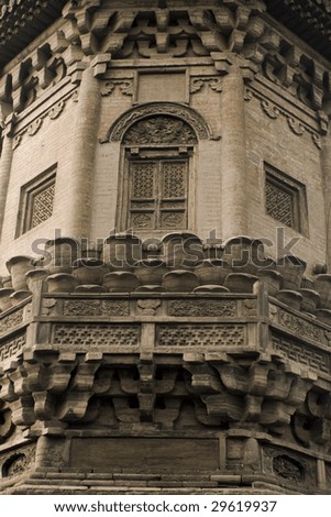 detail of a well decorated song dynasty pagoda