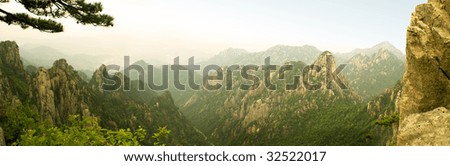 panoramic view of beihai on top of famous huangshan mountain in china