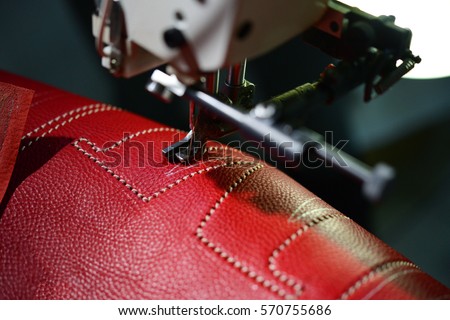 Sewing machine working with leather