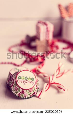 Christmas decoration with hot chocolate mug
