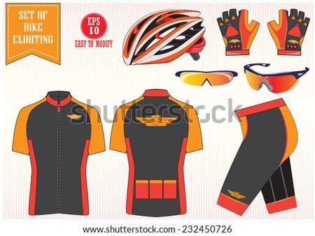 Bike or Bicycle clothing illustration or bike to work equipment illustration easy to modify Bike or Bicycle clothing illustration or bike to work equipment illustration easy to modify