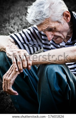 Lonely senior man feeling very sad