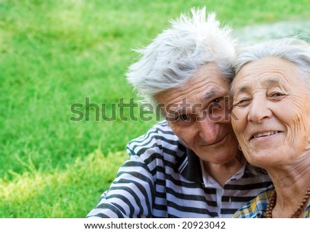 Portrait of two happy seniors still in love
