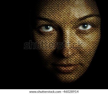 Fantasy portrait of woman with textured skin mask