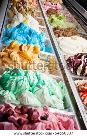 معلومات وفوائد عن الايس كريم Stock-photo-ice-cream-in-various-colors-and-categories-54660307