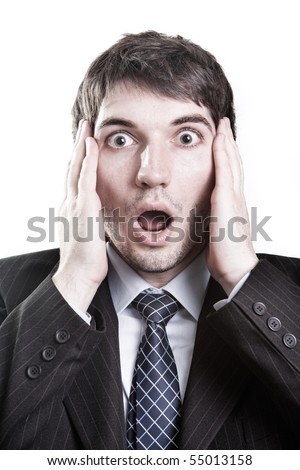 Isolated businessman with surprise expression on his face