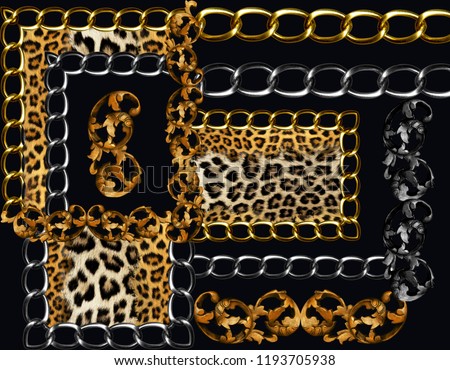 golden baroque and chains leopard bacground
