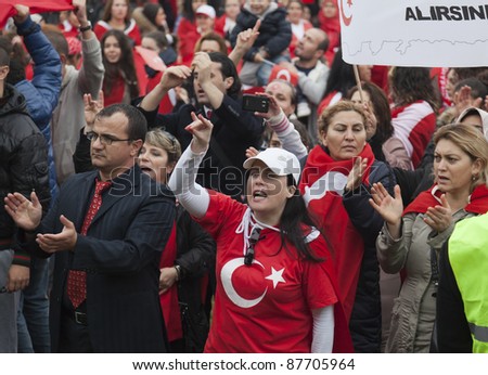 stock photo THE HAGUE OCTOBER 30 Unidentified Turkish men and women 