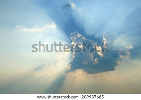 Rays of light in abstract shape. Sun light bursting through the clouds