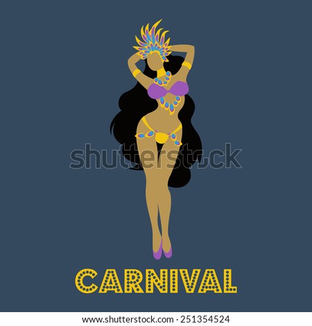 Vector carnival samba party bikini sport dance brazil. Flat color eps10