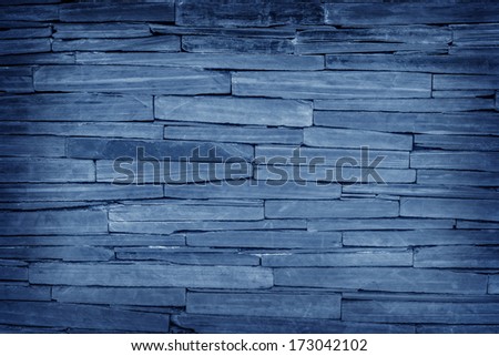 pattern of modern brick blue wall, slate stone wall surface and background texture