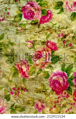 Texture of the  polished concrete wall with scratches and  rose  fabric  for grunge  background, Closeup of retro rose fabric for grunge background