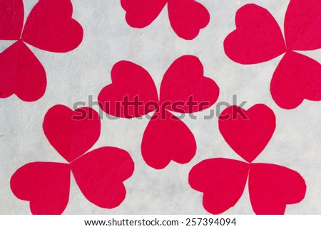 Pink flower paper shape on white Mulberry paper background, Mulberry paper background