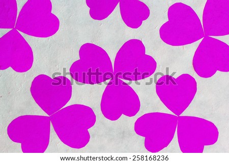 Pink flower paper shape on white Mulberry paper background , Mulberry paper background