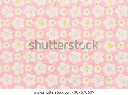 Japanese pattern pink flower on the paper for background, Seamless Japanese pattern
