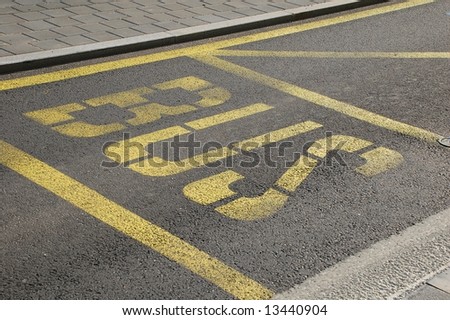 Yellow marking of the bus lane. Independent on language - no other word there.