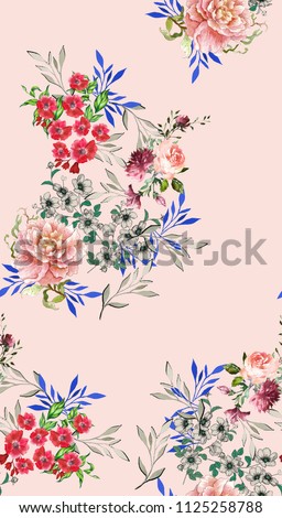 Beautiful Floral pattern in the many kind of flowers. Botanical Motifs scattered random