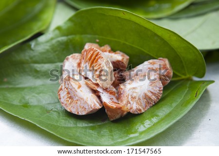 Paan,supari or Betel Leaf with Betel Nut