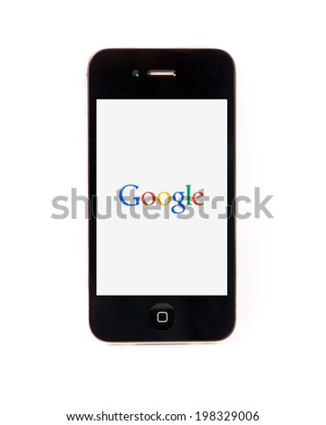 SURATTHANI THAILAND JUNE 13 2014 Photo of google logo on iphone this homepage popular about data search engine SURATTHANI THAILAND JUNE 13 2014 Photo of google logo on iphone this homepage popular about data search engine