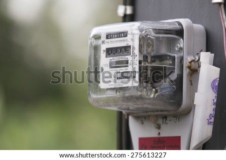SURATTHANI THAILAND - MAY 6,2015: Watt hour Electric meter measurement tool of thailand Service by Provincial Electricity Authority (PEA)