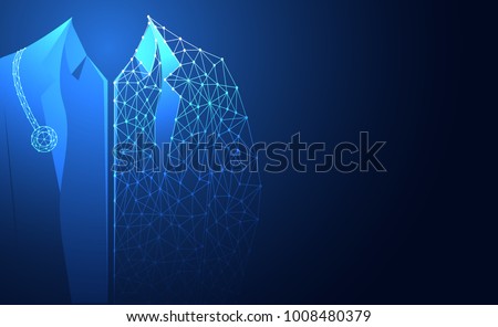 Abstract health medical science consist doctor digital technology concept modern medical technology,Treatment,medicine on hi tech future blue background. for template, web design or presentation.