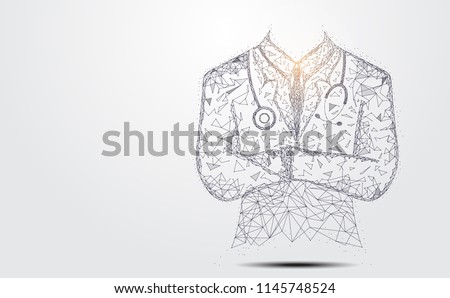 Abstract health medical science consist doctor digital wireframe concept modern medical technology,Treatment,medicine on gray background. for template, web design or presentation.