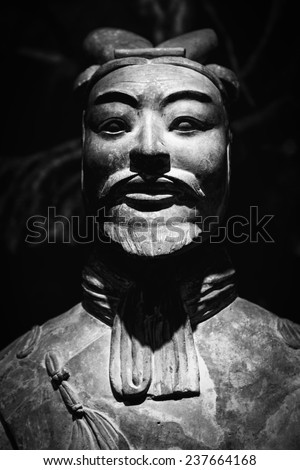 Terra Cotta Warriors(Close-up Face) Black and white